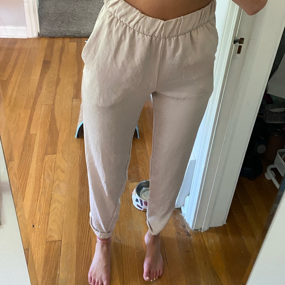 Cream satin H&M pants